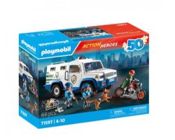 PLAYMOBIL HEROES - VÉHICULE DE TRANSPORT D'ARGENT AVEC POLICE #71597